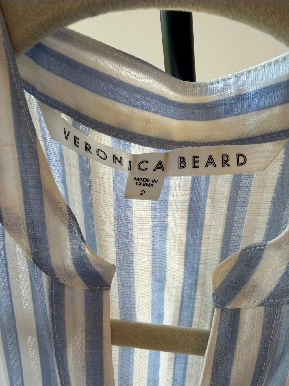 Veronica Beard Blue and White Striped Midi Dress - Picture 2 of 12